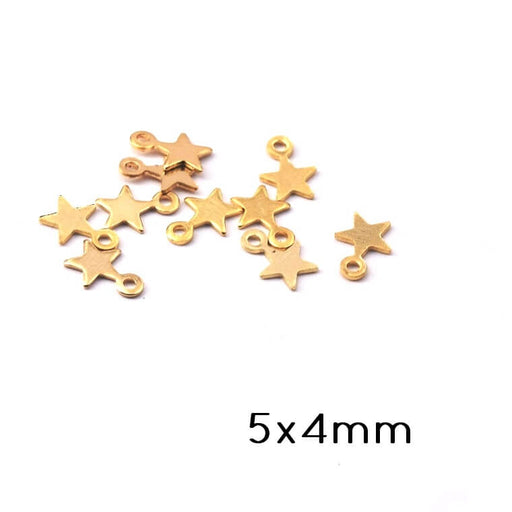 Achat Mini Charm Breloque Forme étoile Laiton Doré Qualité 5x4mm (10)