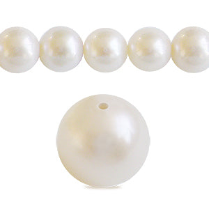 Perles d'eau douce rondes blanc 7mm sur fil
