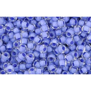 cc977 - perles de rocaille Toho 11/0 crystal/ neon purple lined (10g)