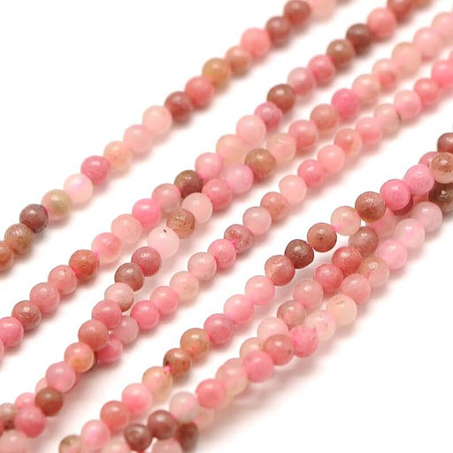 Perles rondes de pierres en rhodonite naturelle 2mm- Trou: 0,8mm (1 fil)