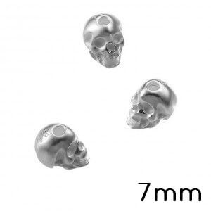 Tête de mort perle, 7mm Argent 925 - trou 1,7mm (1)